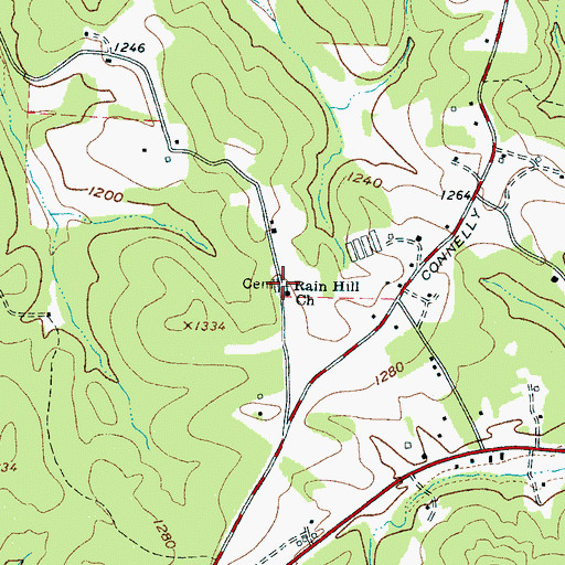 Topographic Map of Rain Hill Church Cemetery, NC