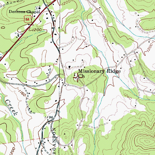 Topographic Map of Missionary Ridge Baptist Church Cemetery, NC