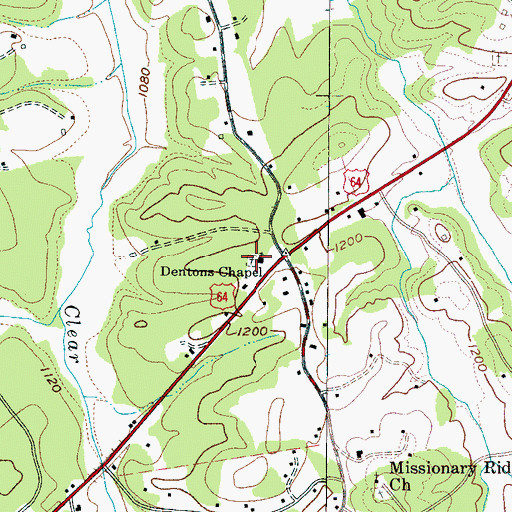 Topographic Map of Dentons Chapel United Methodist Church Cemetery, NC