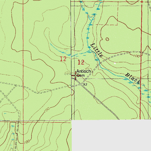 Topographic Map of Antioch Cemetery, FL