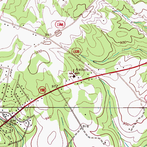 Topographic Map of Antioch Church Cemetery, NC