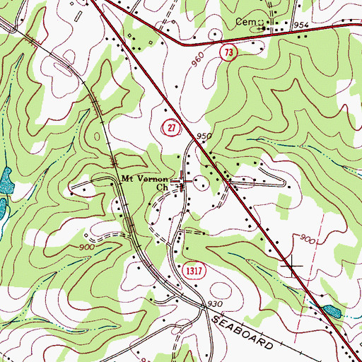 Topographic Map of Mount Vernon Church Cemetery, NC