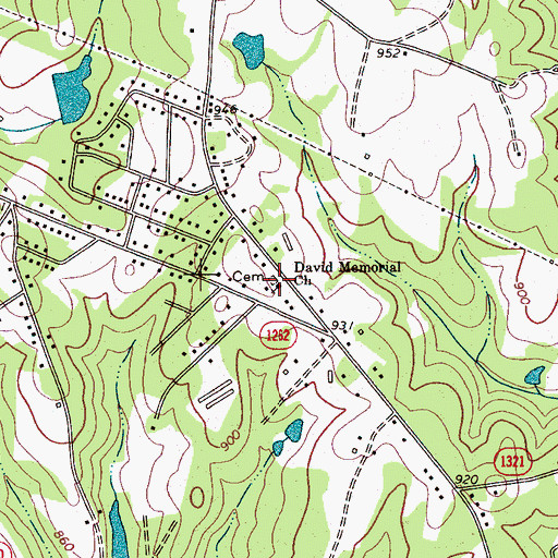Topographic Map of David Memorial Church Cemetery, NC