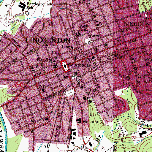 Topographic Map of Old White Church Cemetery, NC