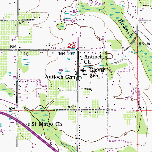 Topographic Map of Antioch Church, FL
