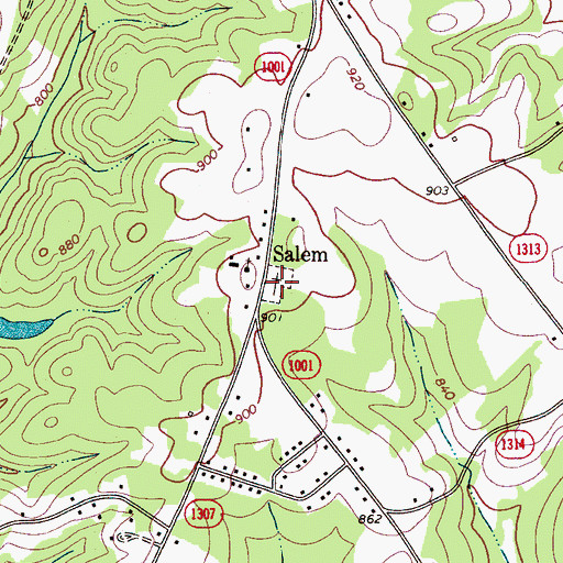 Topographic Map of Salem Cemetery, NC