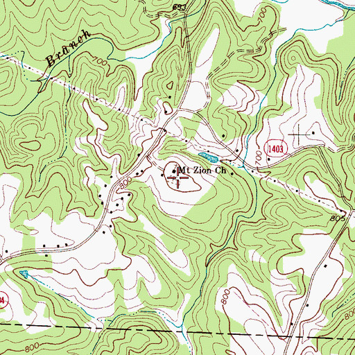 Topographic Map of Mount Zion Cemetery, NC