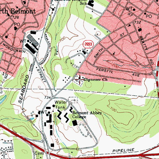 Topographic Map of Ebenezer Church Cemetery, NC
