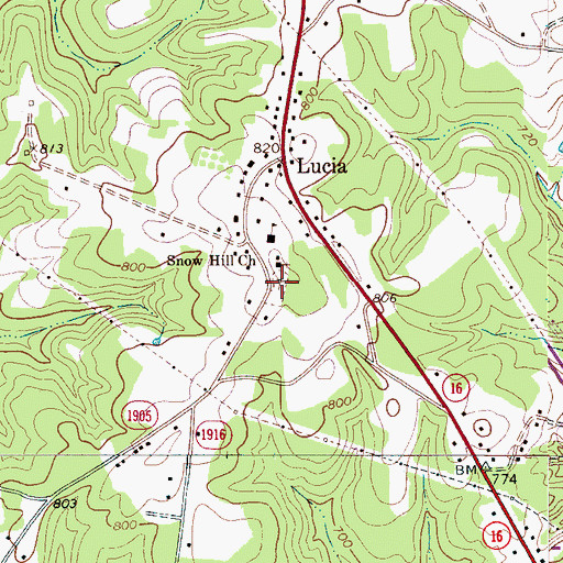 Topographic Map of Snow Hill Cemetery, NC