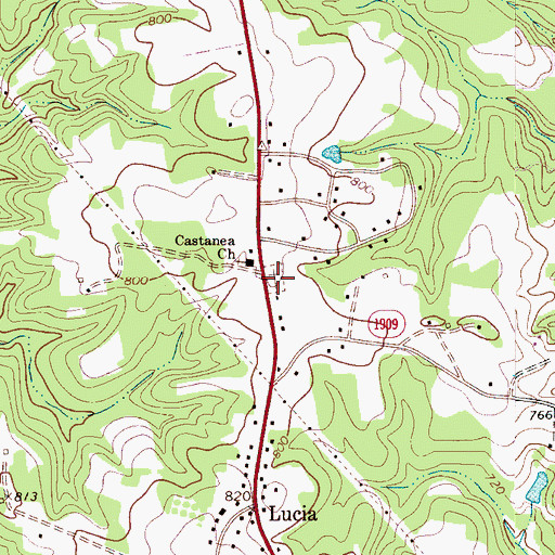 Topographic Map of Castanea Church Cemetery, NC
