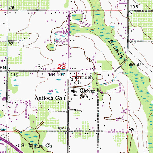Topographic Map of Antioch Church, FL
