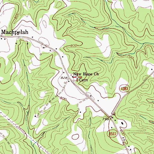 Topographic Map of New Hope Church Cemetery, NC
