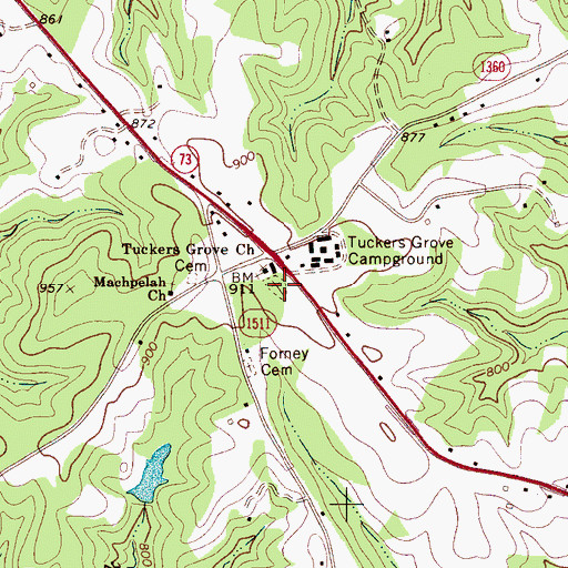 Topographic Map of Tuckers Grove Methodist Cemetery, NC