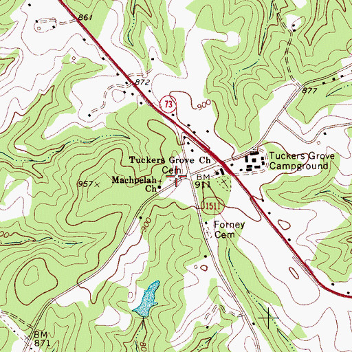 Topographic Map of Machpelah Cemetery, NC