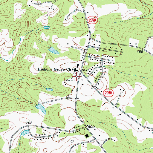 Topographic Map of Hickory Grove Cemetery, NC
