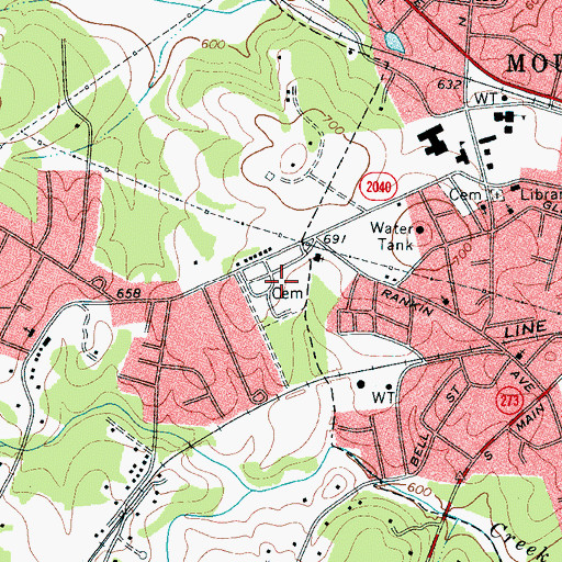 Topographic Map of Pineview Cemetery, NC