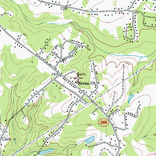 Topographic Map of Berea Church Cemetery, NC