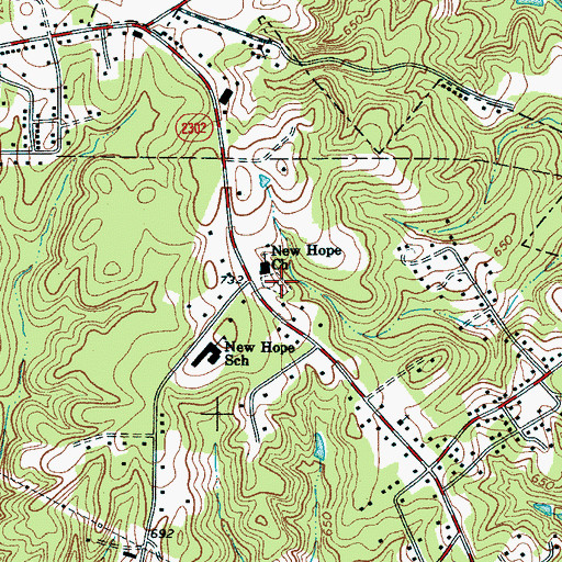 Topographic Map of New Hope Church Cemetery, NC