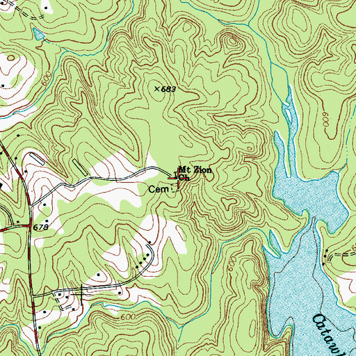 Topographic Map of Mount Zion Church Cemetery, NC