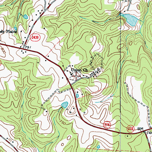 Topographic Map of Union Church Cemetery, NC