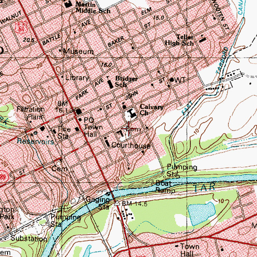 Topographic Map of Old Town Cemetery, NC