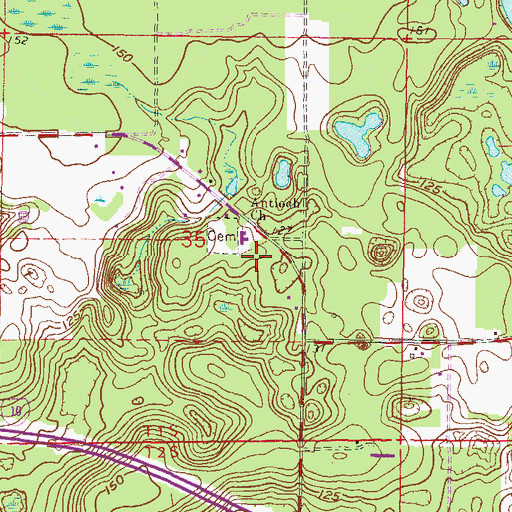 Topographic Map of Antioch Church, FL