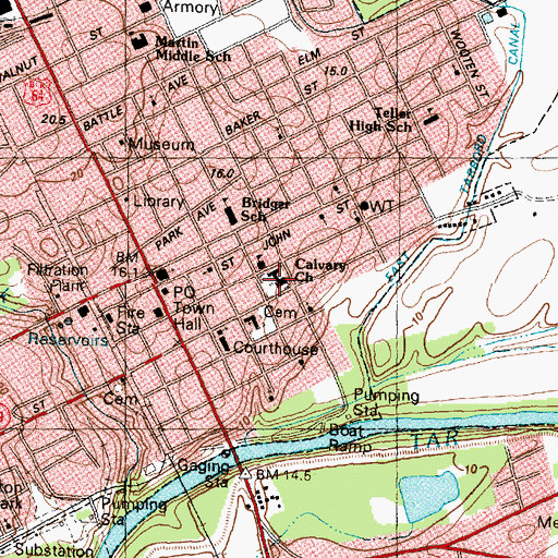 Topographic Map of Calvary Episcopal Churchyard, NC