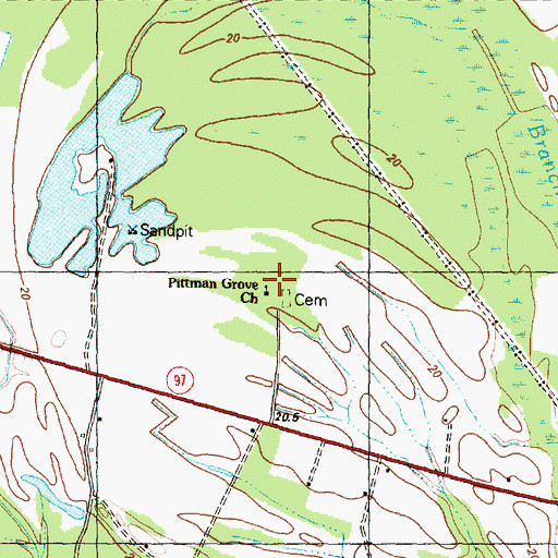 Topographic Map of Pitman Grove Church Cemetery, NC