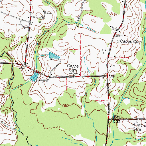 Topographic Map of Capps Cemetery, NC