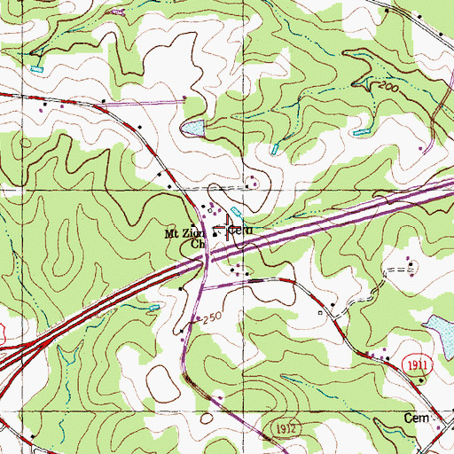 Topographic Map of Mount Zion Church Cemetery, NC