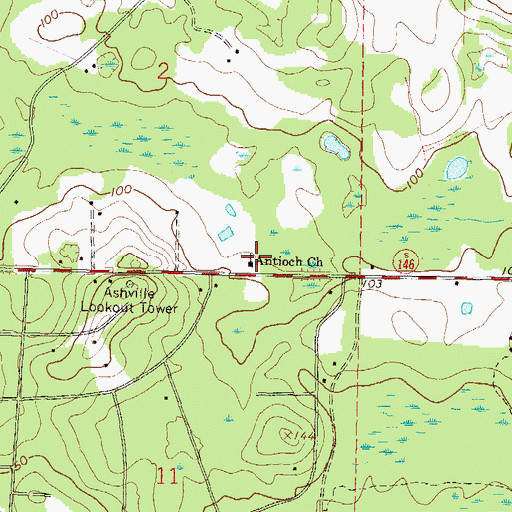 Topographic Map of Antioch Church, FL