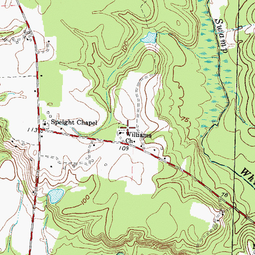 Topographic Map of Williams Cemetery, NC