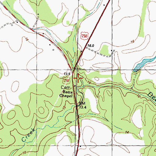 Topographic Map of Batts Chapel Cemetery, NC