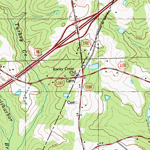 Topographic Map of Rocky cross Church Cemetery, NC
