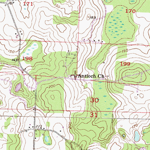 Topographic Map of Antioch Church, FL