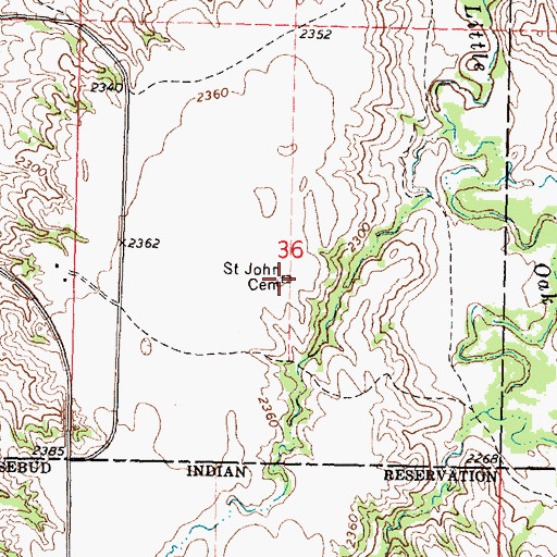 Topographic Map of Saint John Episcopal Cemetery, SD