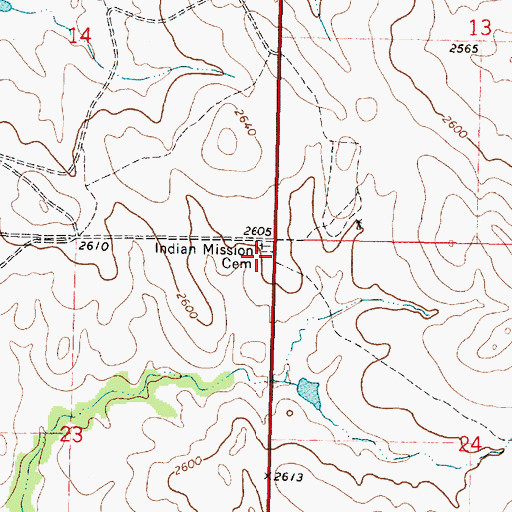 Topographic Map of Rosebud Cemetery, SD