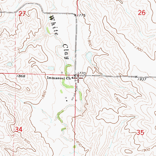 Topographic Map of Immanuel Lutheran Cemetery, SD