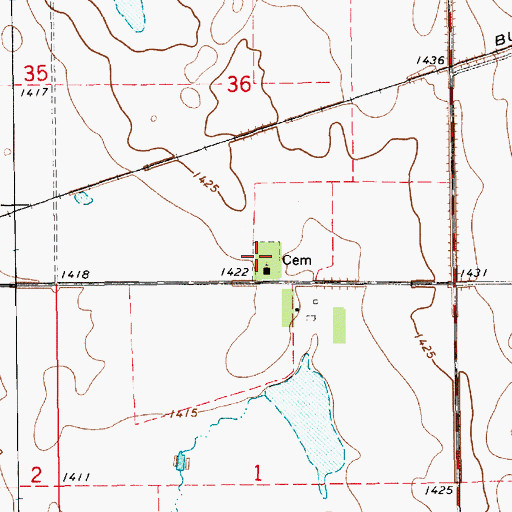 Topographic Map of Faith Mennonite Cemetery, SD
