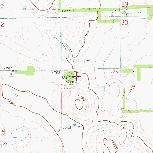 Topographic Map of Saint Thomas Catholic Cemetery, SD