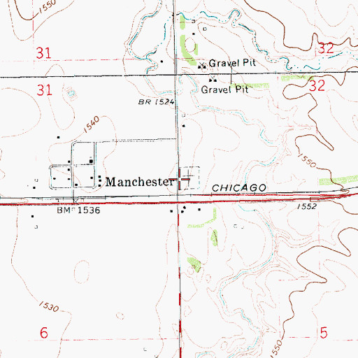 Topographic Map of Manchester Cemetery, SD