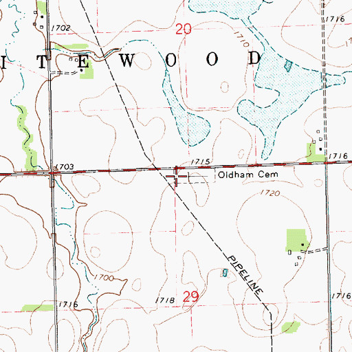 Topographic Map of Saint Catherine's Cemetery, SD