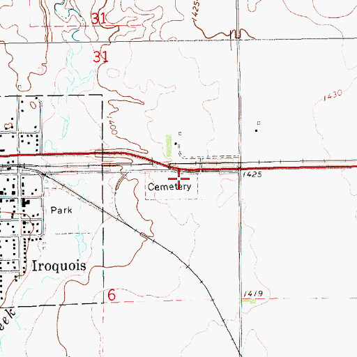 Topographic Map of Saint Paul's Catholic Cemetery, SD