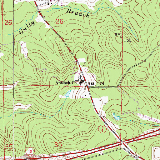 Topographic Map of Antioch Church, FL