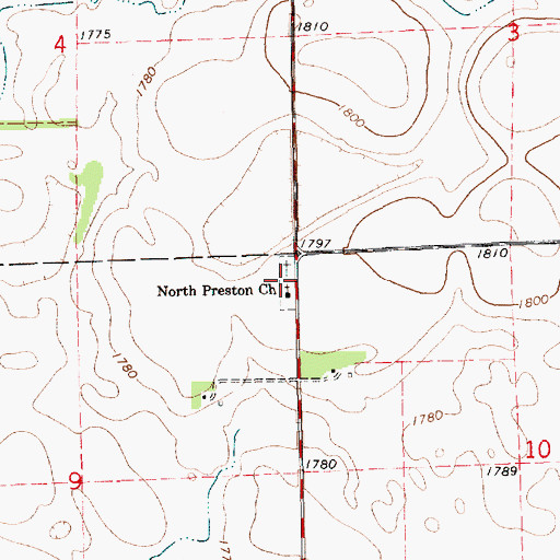 Topographic Map of North Preston Lutheran Cemetery, SD