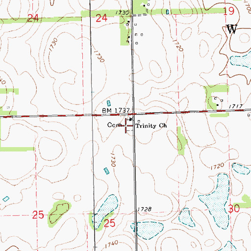 Topographic Map of Trinity Lutheran Cemetery, SD