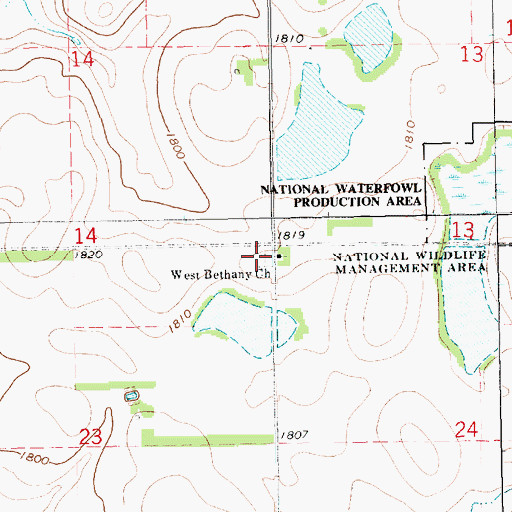 Topographic Map of West Bethany Lutheran Church Cemetery, SD