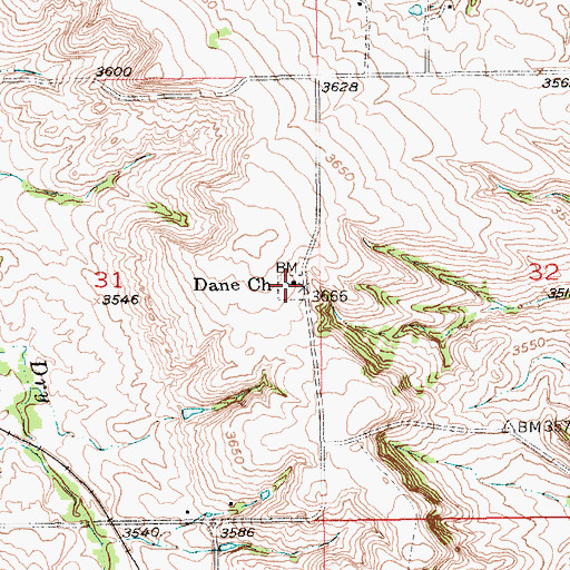 Topographic Map of Little Dane Cemetery, SD