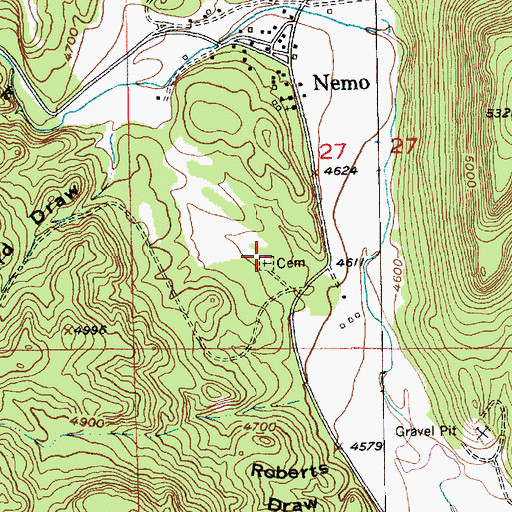 Topographic Map of Nemo Cemetery, SD
