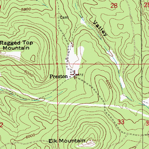 Topographic Map of Preston Ghost Town Cemetery, SD